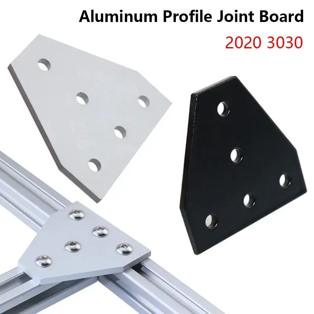 1Pcs 5 Hole Aluminum Profile Joint Board 90 Degree Black Silver Connection Joint Strip Aluminum Alloy Oxidized Painted