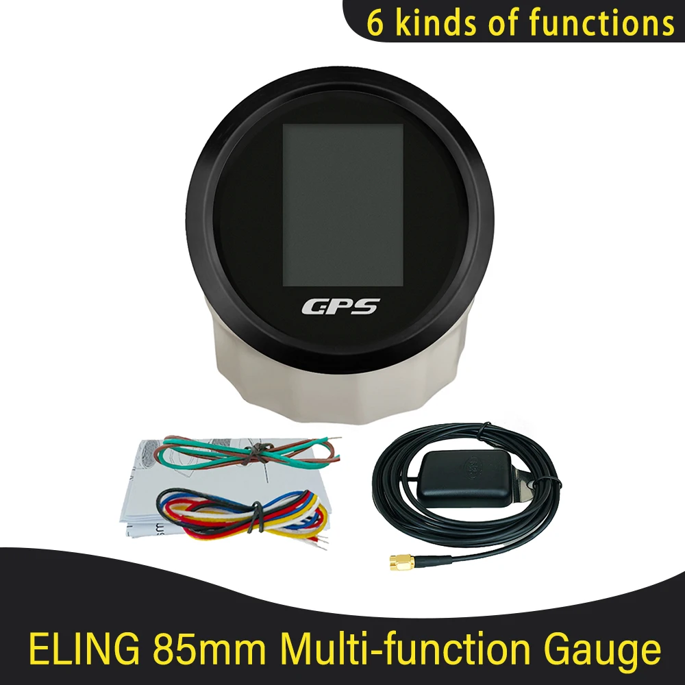 New 85mm GPS Speedometer Tachometer Fuel Level Water Temp Oil Pressure 10 Bar Multi-functional Digital Gauge With Alarm