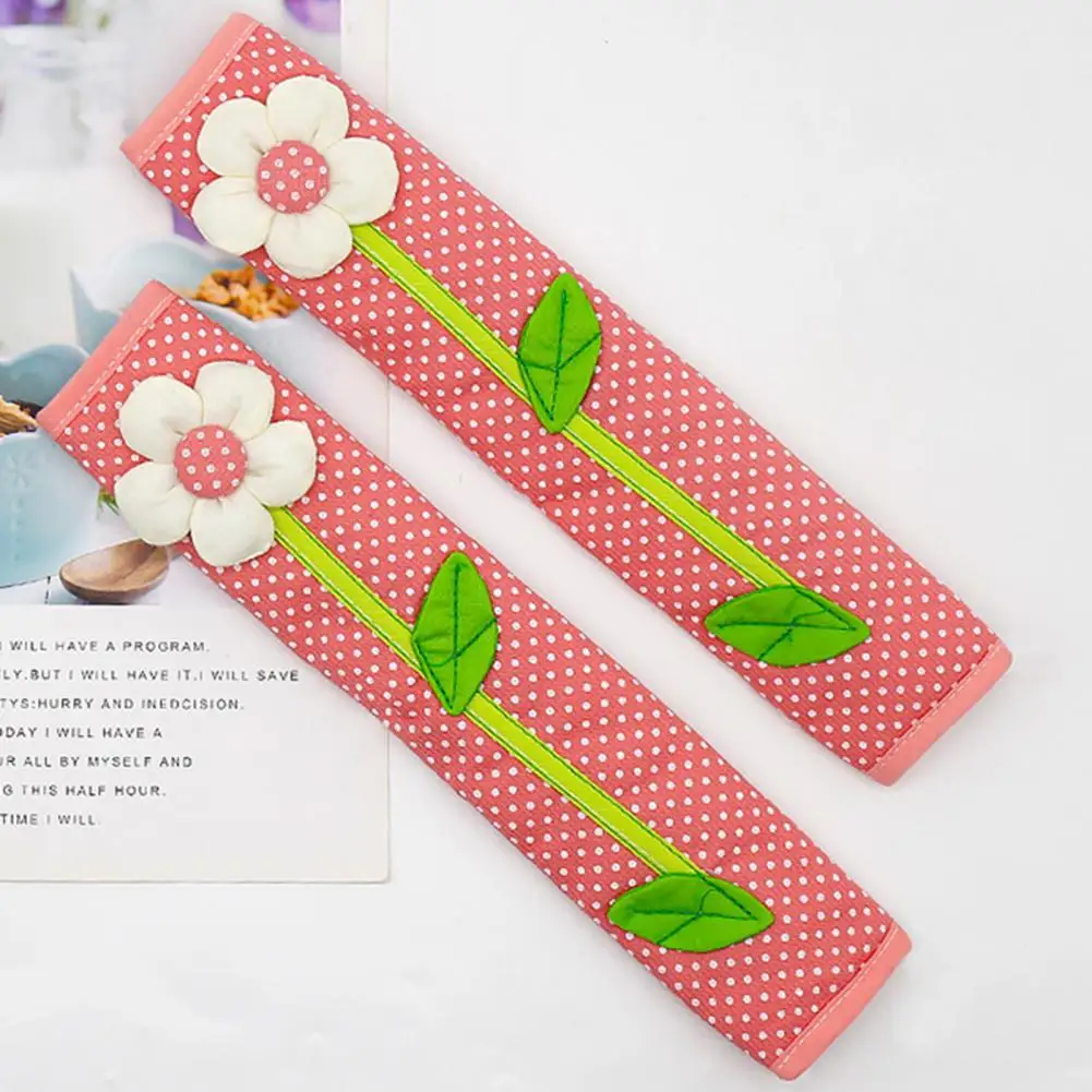 Non-fading Appliance Handle Covers Set of 2 Refrigerator Door Handle Covers with Flower Design Wear Resistant Non-fading