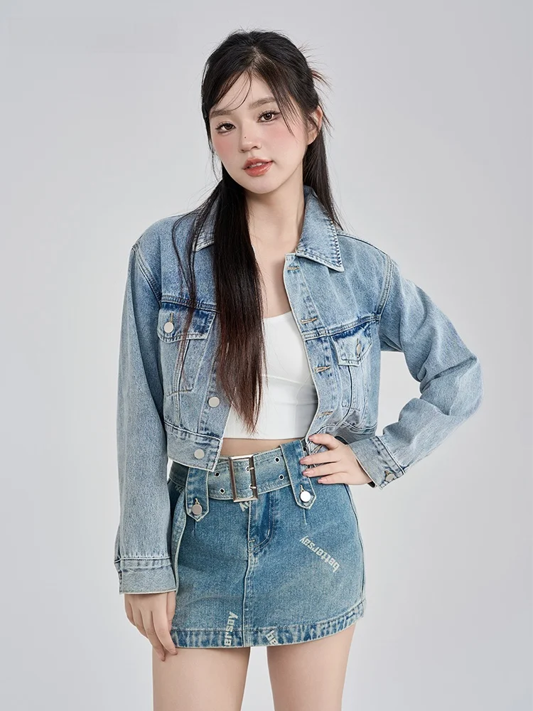 

Повседневное джинсовое платье Sweet Cool Trendy Girl Personali Match Upper, осеннее новое женское пальто из смеси хлопка BETTERSAY