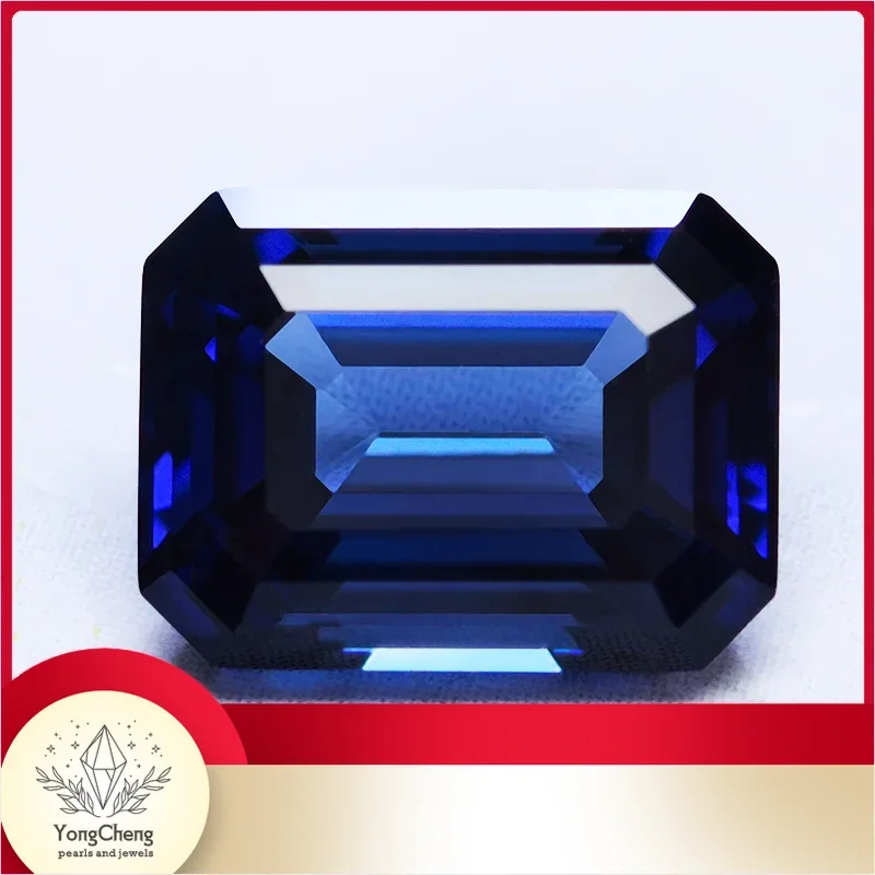 

Lab Grown Sapphire Emerald Cut Royal Blue Color Gemstone For Charms DIY Ring Necklace Earrings Materials Selectable Certificate