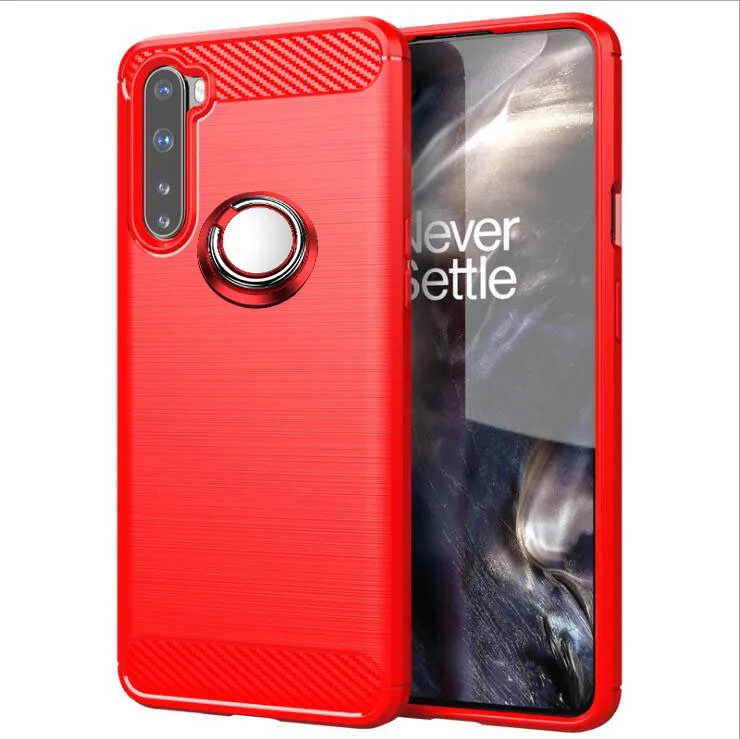 Luxury Brushed Carbon Fiber Phone Case For Oneplus Nord AC2001 AC2003 Nord 5G 1+Nord Magnetic Ring Holder Cover Case