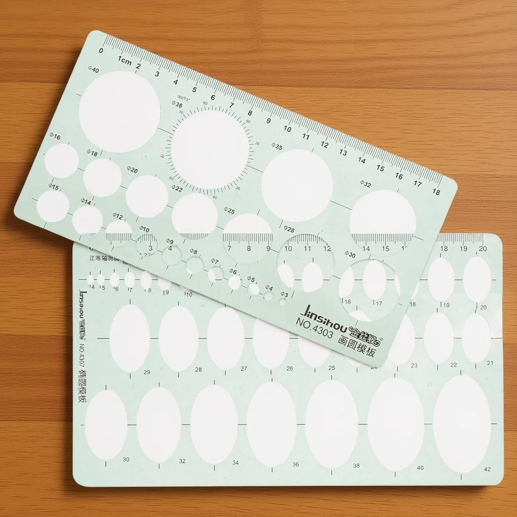 2 قطعة مسطرة دائرة هندسية سميكة قابلة لإعادة الاستخدام قالب رسم DIY بها بنفسك النسيج طلاء جدران أداة الإستنسل الفنية الحرفية