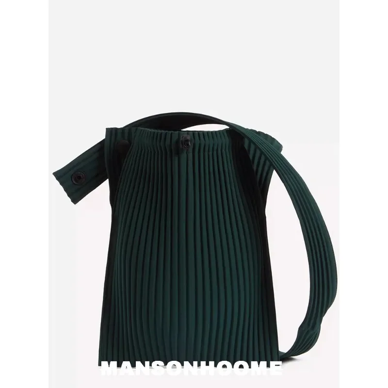 Miyake Pleated Crossbody Bag, Solid Color, Simple and High-end Single Shoulder Drawstring Bag