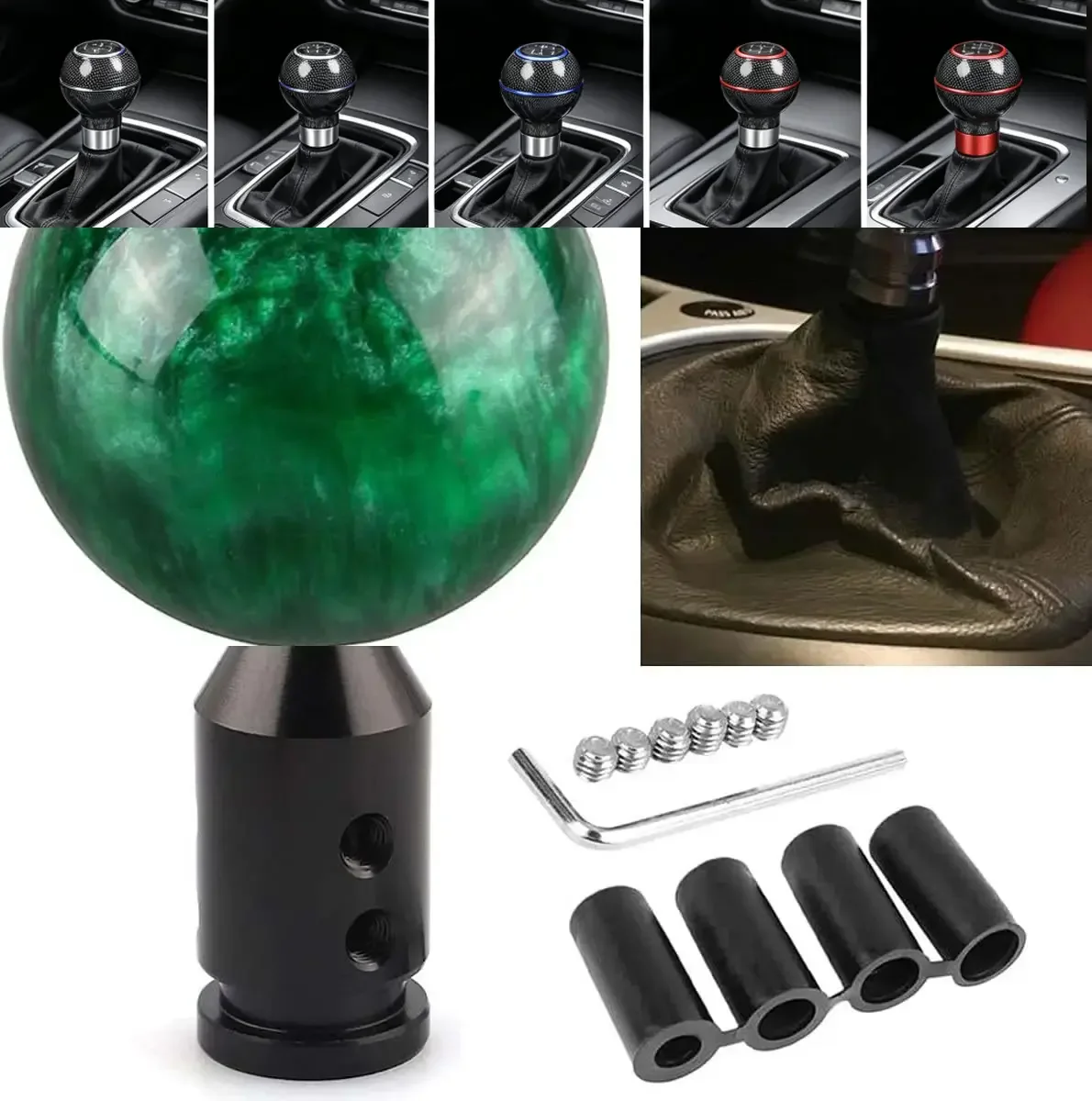 Car Threaded White Round Manual Gear shift Lever Shifter Knob Ball Replacement Cover Fit For Honda Toyota Nissan Mitsubishi
