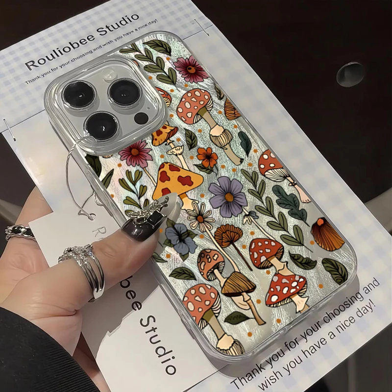 Новый чехол для телефона с графическим рисунком гриба для Xiaomi Poco F7 X7 X6 X5 X3 M6 Pro, противоударный прозрачный силиконовый чехол-бампер, задняя крышка