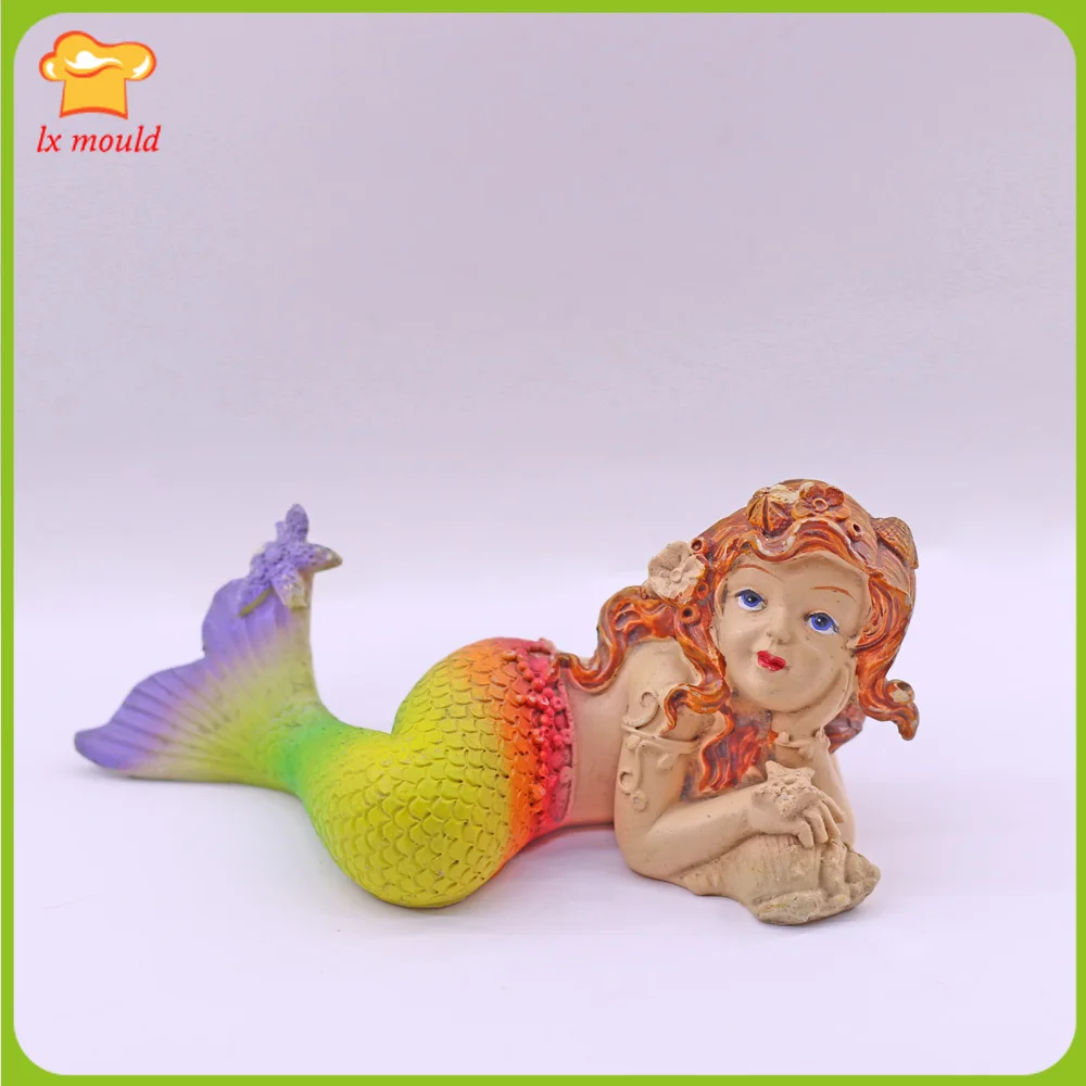 3D Mermaid & Marine Life Silicone Mold Candle Soap Melts Girl Mermaid Birthday Cake Decorating Chocolate Baking Mould