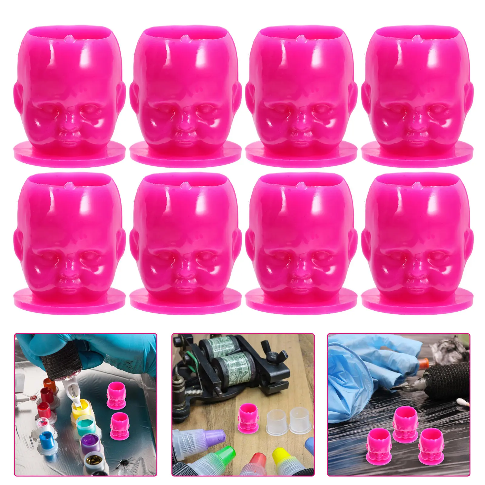 

200Pcs Tattoo Ink Cups Small Ink Holders Disposable Plastic Pigment Containers Stable Base Compact Color Cups for Tattoo