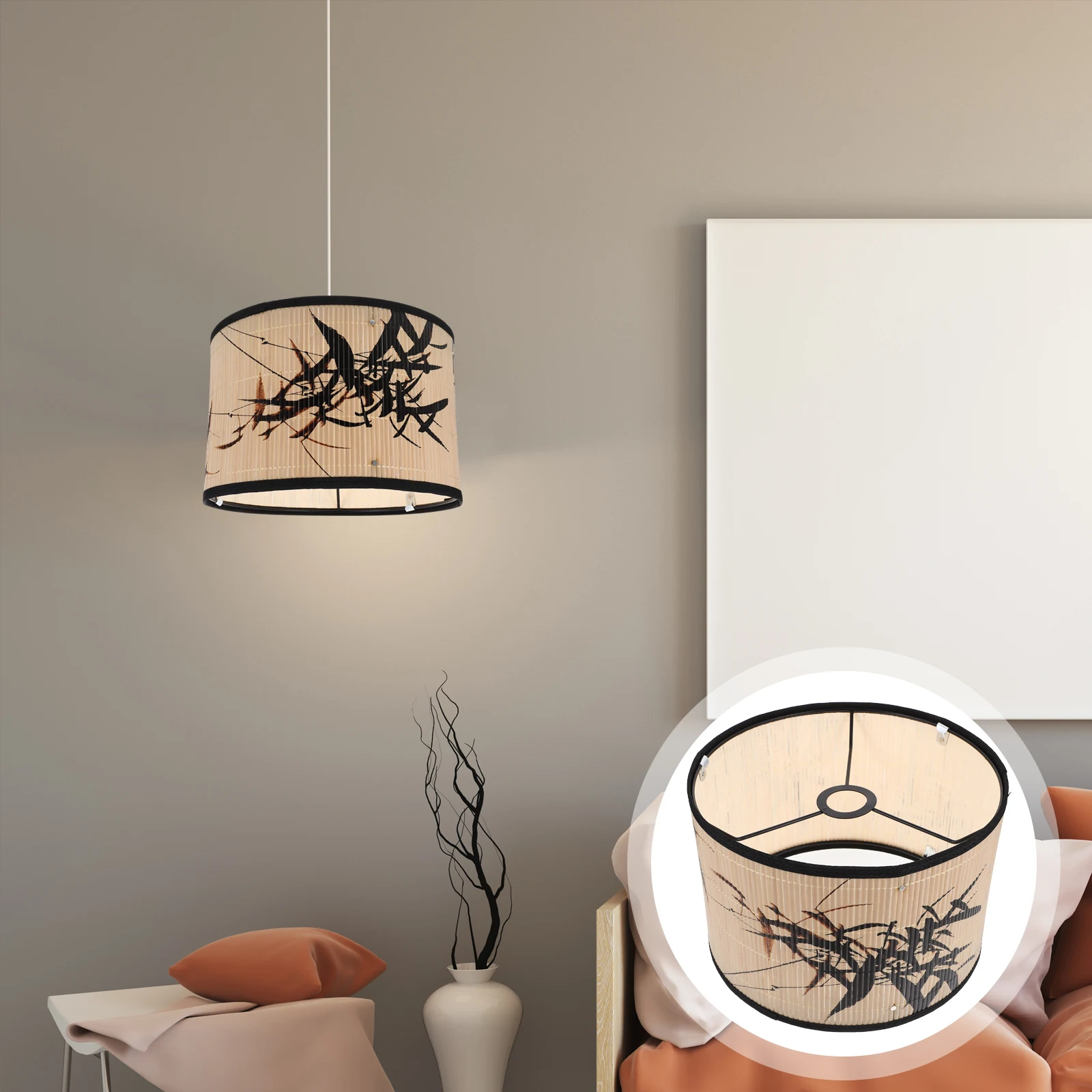

Bamboo Lighting Crafts Retro Decorative Chandelier Lampshade Pendant Light Shade Hanging Lampshade Replacement