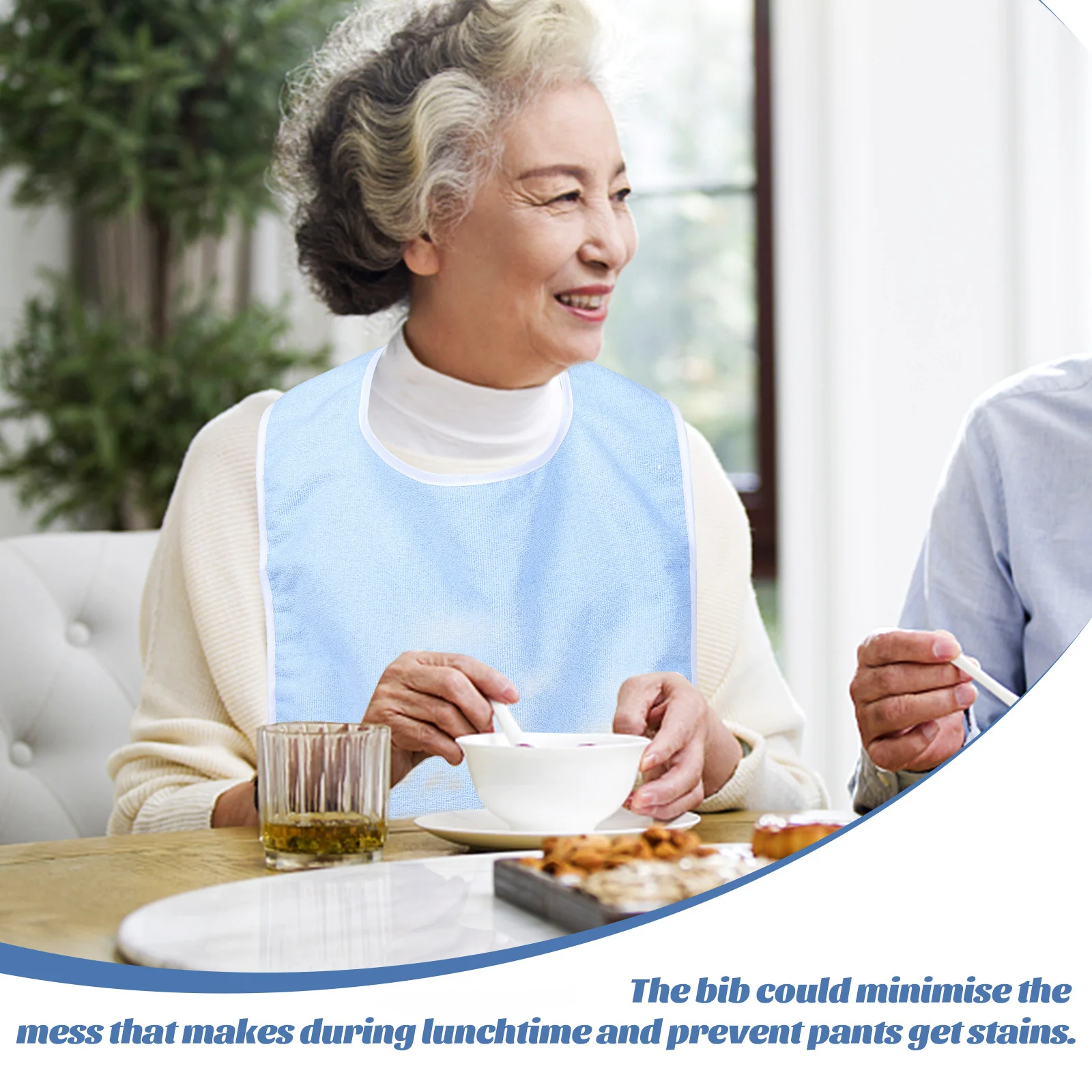 

3Pcs Reusable Adult Bibs for Eating Washable Cotton Bib for Elderly Adults Bedridden Patients Meal Protection