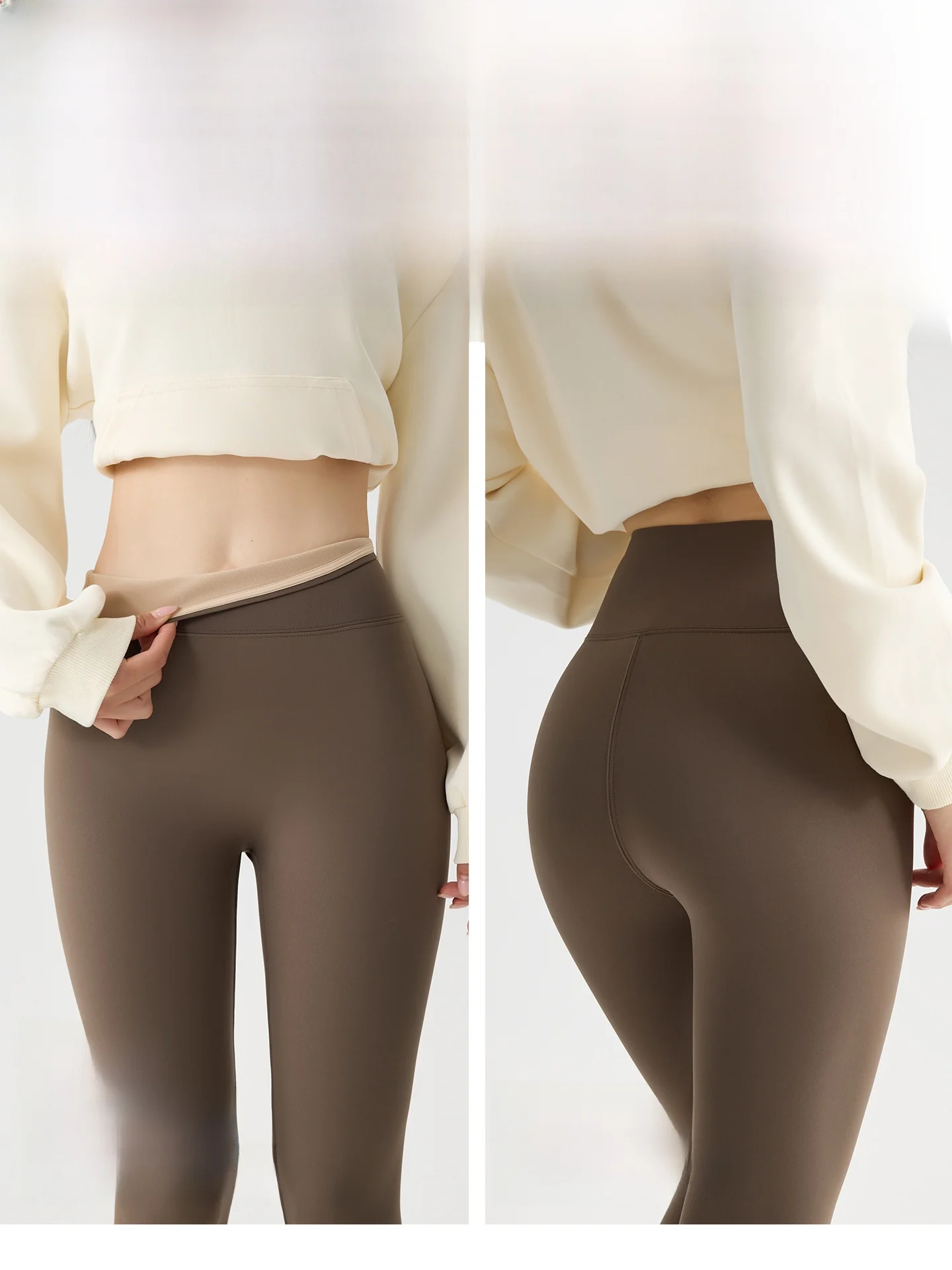 plus Size Fce Lined ark Pants Women's High Waist Long Yoga Pants Slimming Tummy Control Butt Lifting Base Layer Trousers