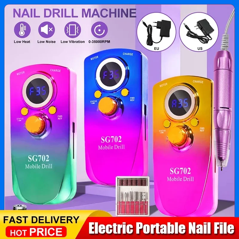 

Rechargeable Electric Nail Drill Machine Connect Nail With USB Polish Remover Drill Set Manicure Sander Low Noise File Manicure