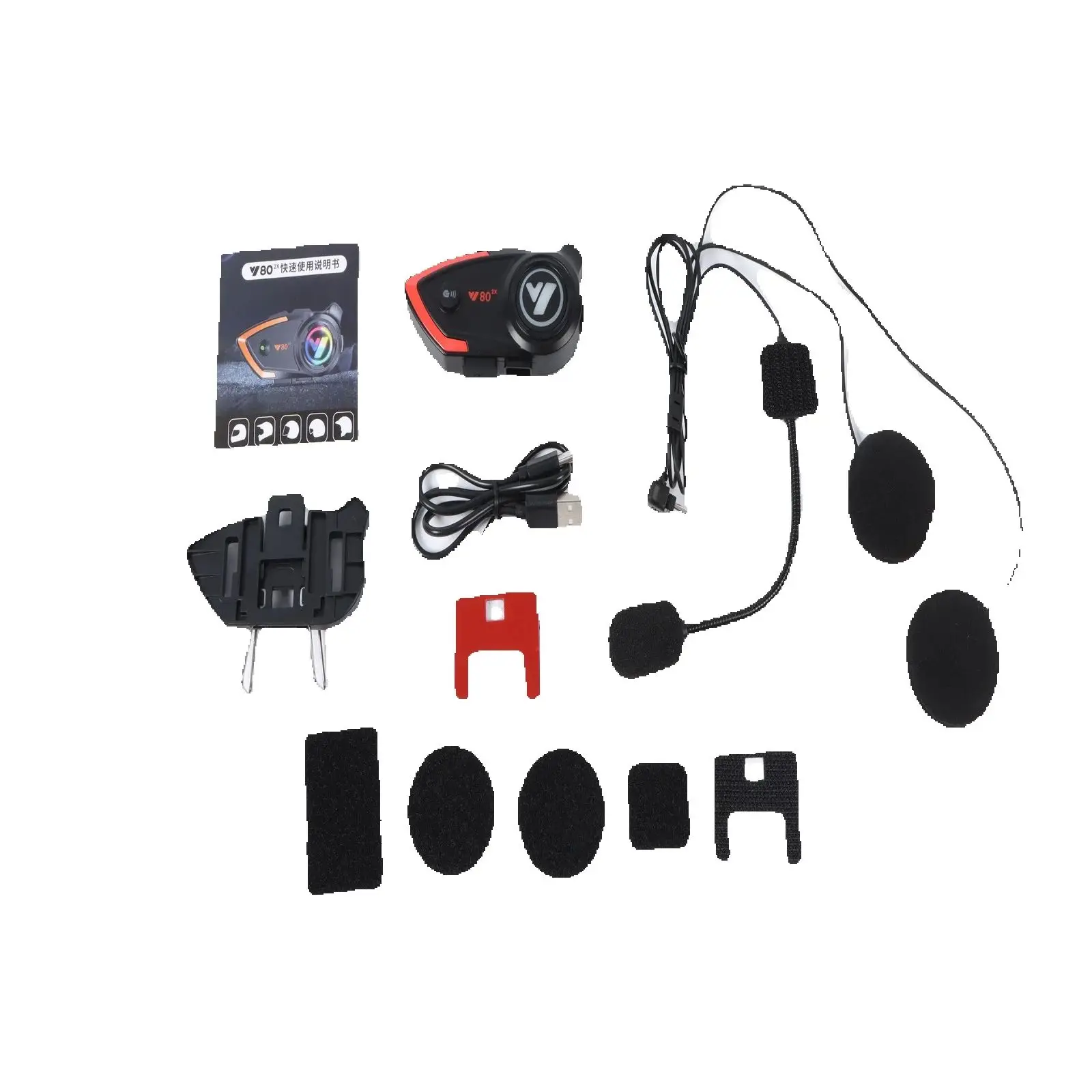 

2PCS Motorcycle Helmet Bluetooth Headset Intercom 800M Long Range For Universal Fit CVC Noise Reduction IPX6 Waterproof