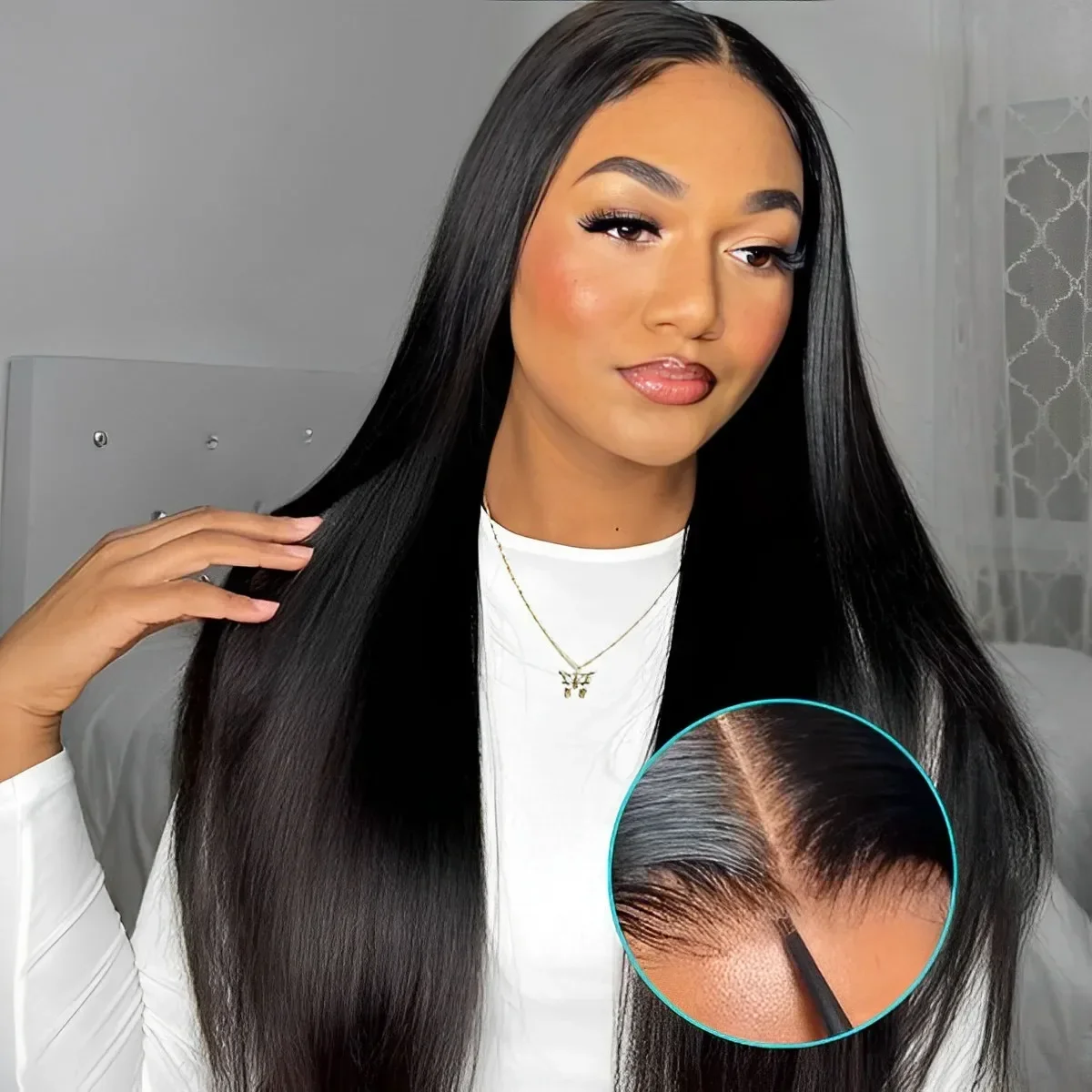 Bone Straight Human Hair Wig 4X4 Lace Closure Wig Pre Plucked 13x4 Transparent Lace Frontal Wigs Brazilian 13x6 Wigs For Women