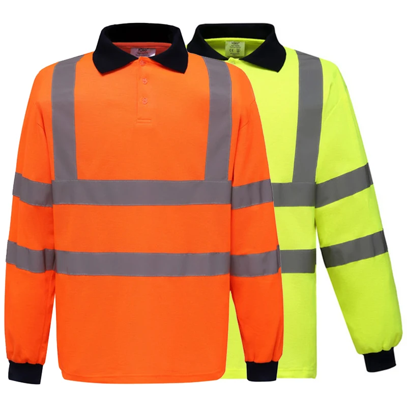 

Reflective Safey Polo Shirt Hi Vis Long-sleeved High Visibility Workwear Quick-drying