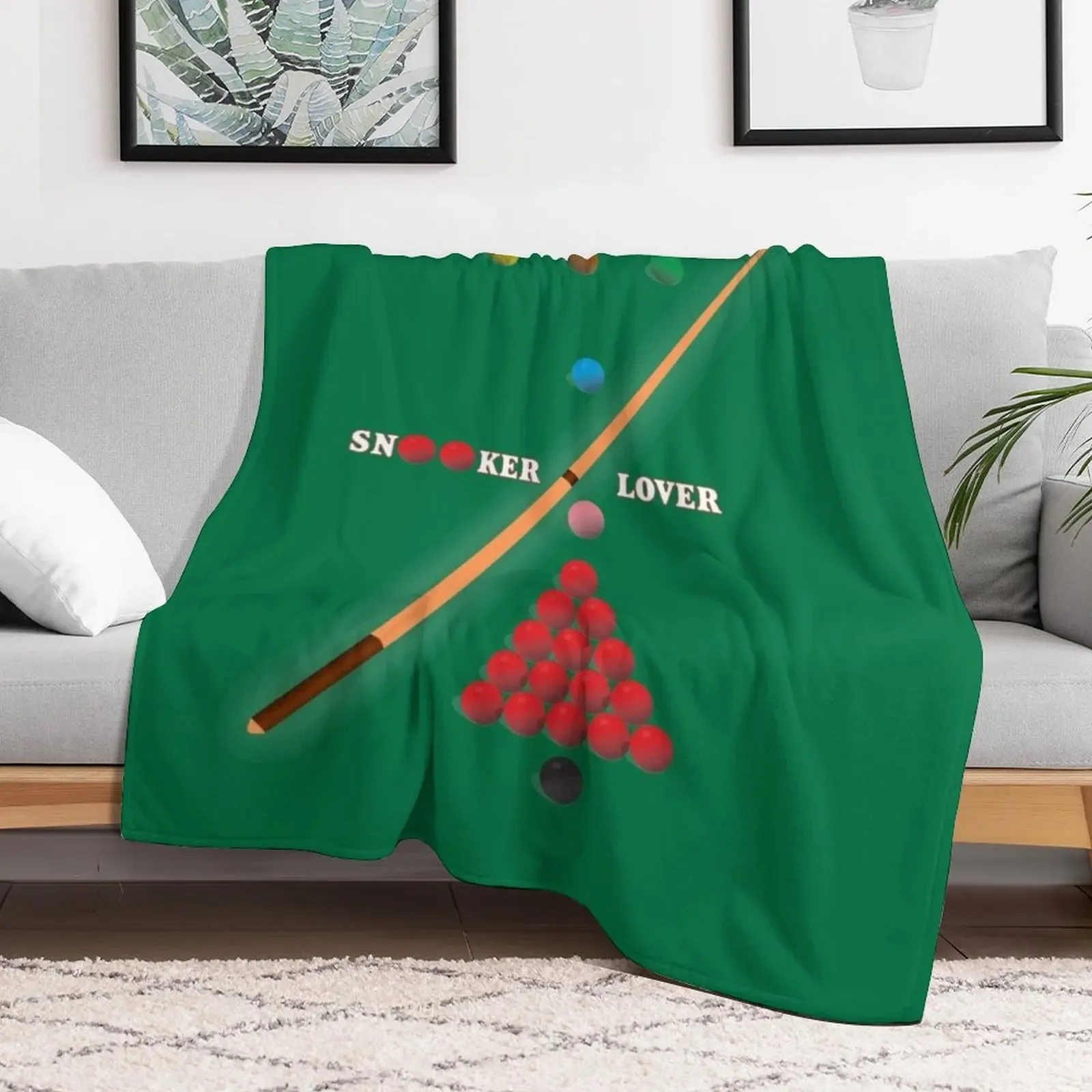 Snooker Lover design showing the balls on a snooker table. Throw Blanket Moving Personalized Gift Blankets