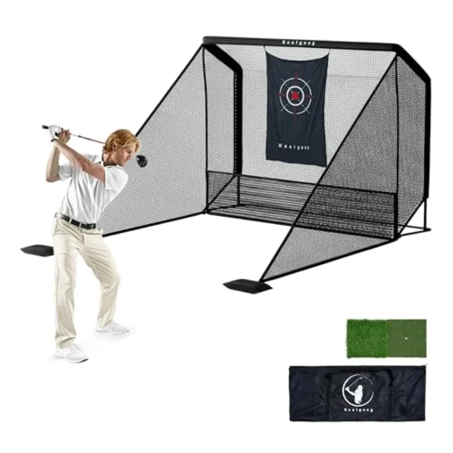 

10x7FT Golf Practice Net with Mat, Backyard Training System for Indoor Outdoor Swing Practice, Portable Driving Cage with Targe
