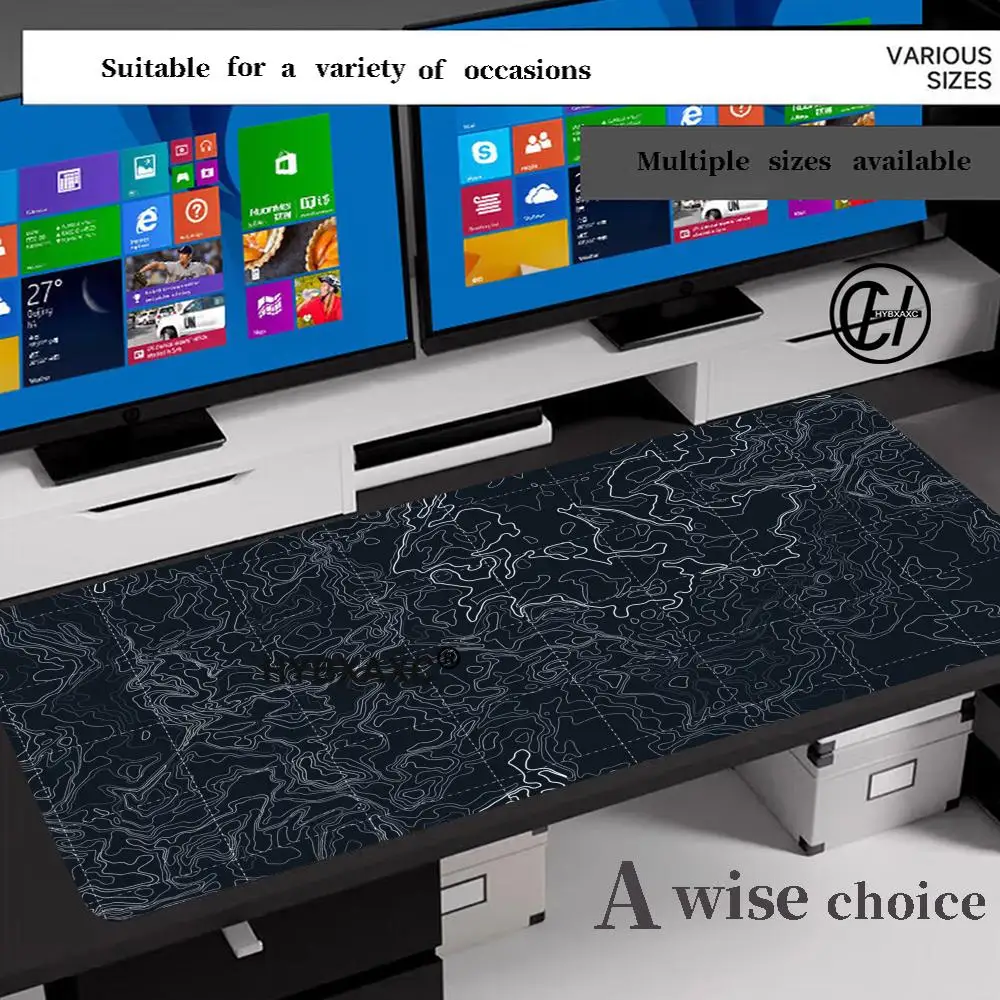 

HD Contour map Black and white Art Abstract Mouse pad Extended large 400X900 PC Computer Keyboard Desk mat Office Gaming mats