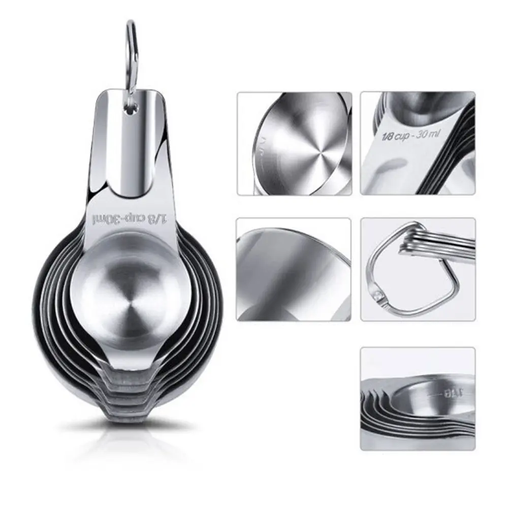 7Pcs Stainless Steel Measuring Spoons Set Premium Rustproof Nesting Kitchen Tools for Baking Powder Measuring