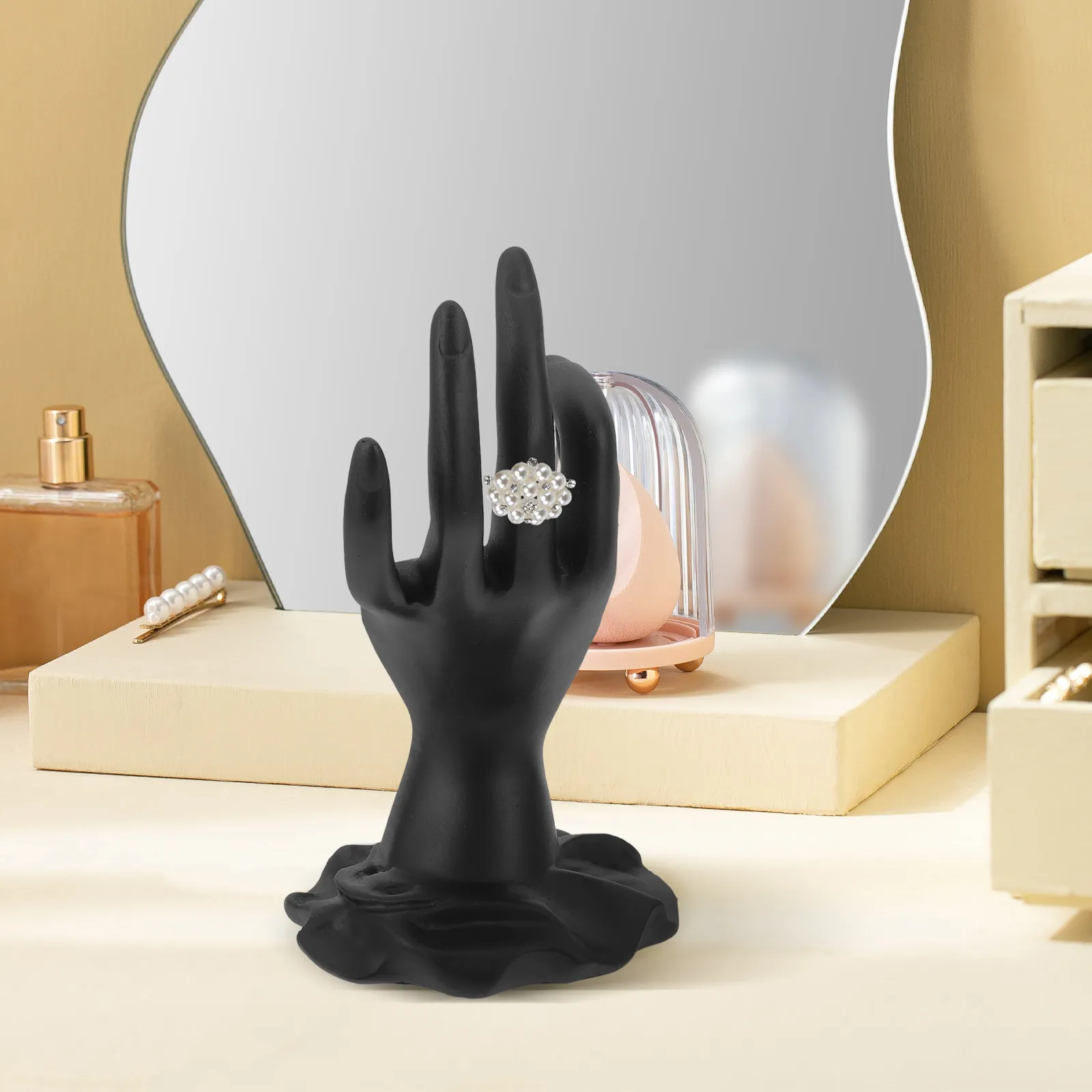 

Resin Hand Ring Holder Stand Multi-Function Jewelry Organizer Artistic Design Practical Structure Easy Clean Protective