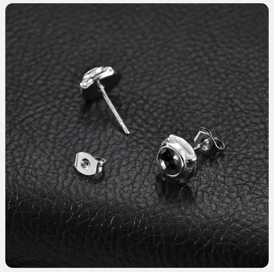 Vnox Ohrstecker für Männer, Edelstahl Vierpunkt-Stern Schwarz Rund CZ Punk Täglicher Piercing-Ohrring Schmuck Geschenk für Ihn – Detail 6
