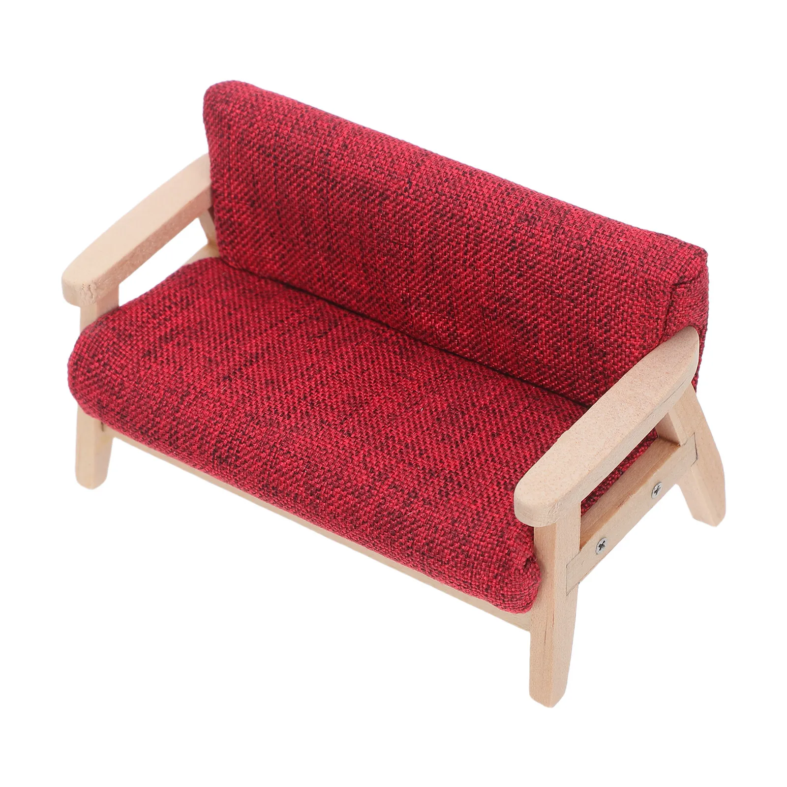 

Miniature Sofa Arm Chair Vintage Wooden Recliner for Dollhouse Living Room Decoration Mini Sofa Couch for Dollhouse Furniture