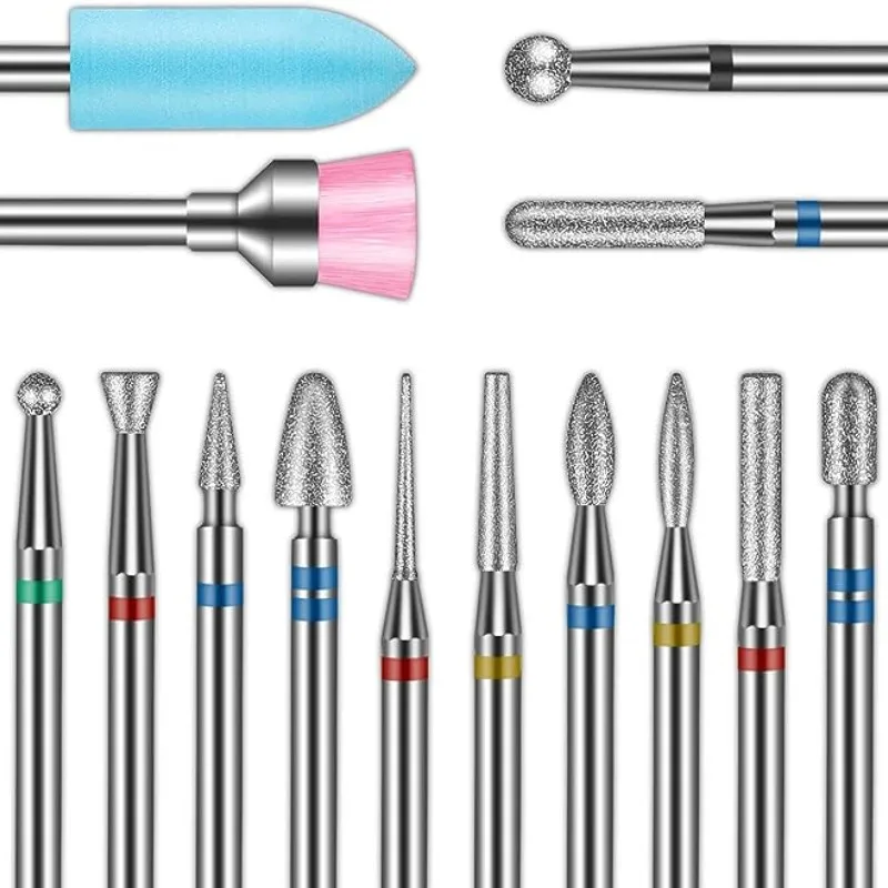 13-teiliges Fräser-Set für Nagellackkopf, verwendet für die Nagelschönheit, Entgratungsgel für abgestorbene Haut, Zubehör für automatische Poliermaschinen