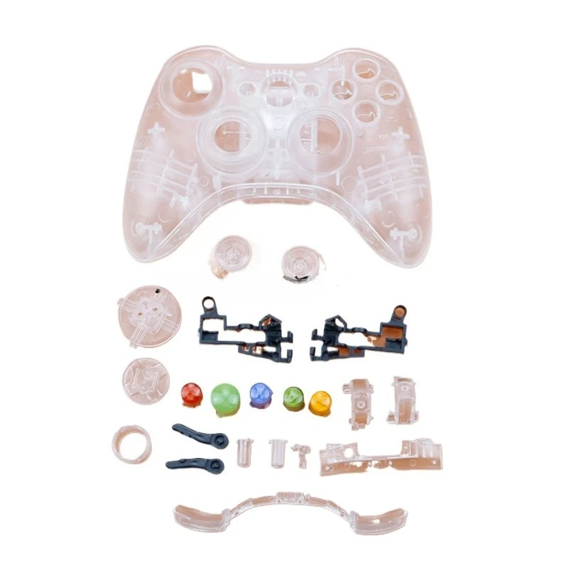 Replacement Accessories Including Complete Housing Buttons Analog Sticks and Shockproof Pads for Xbox 360 Wireless Controller