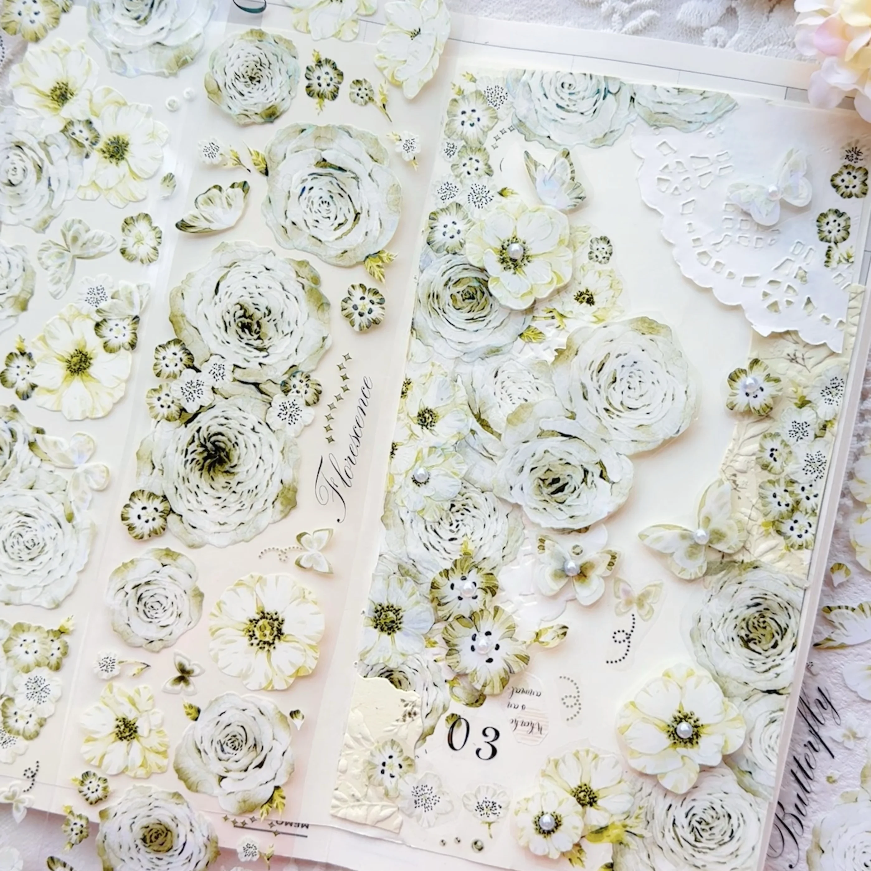 

4.29 New Green Rose Floral PET Washi Tape Roll Green Rose--Card Collage