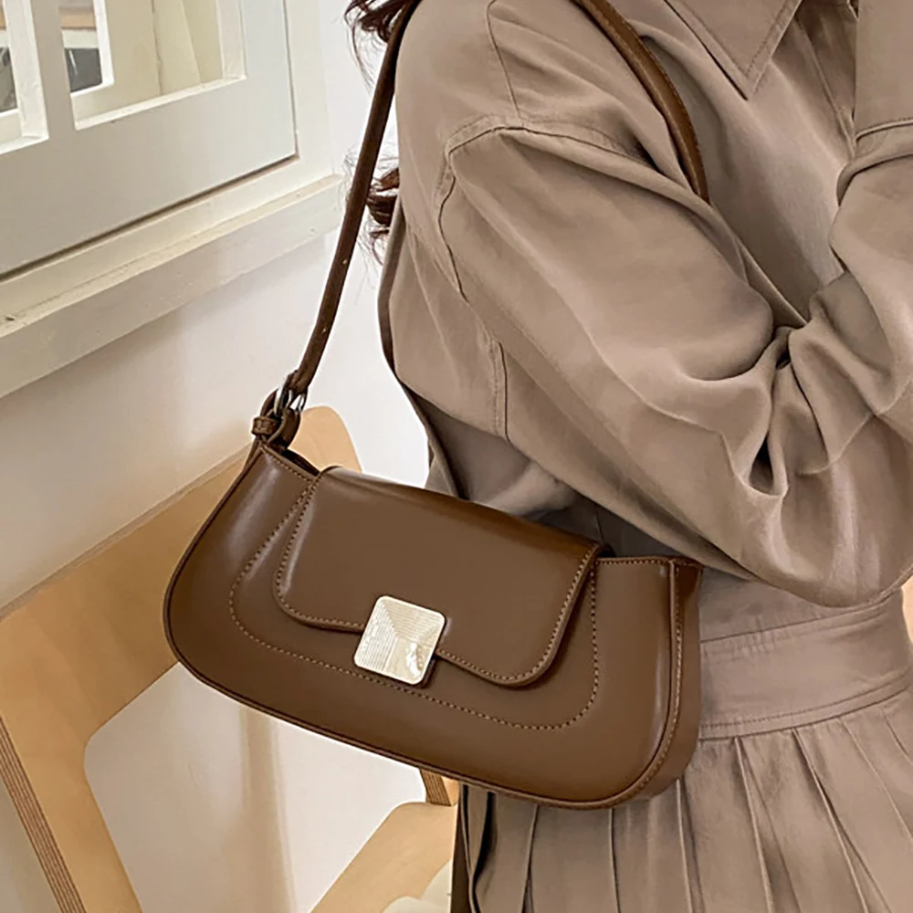 

Women Light Luxury Glossy Pu One Shoulder Bag Fashion Chain Solid Color Underarm Bags Daily Commute All-Match Crossbody Packs