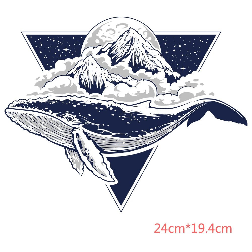 Whale Patch Dtf Patches for Clothing Thermo Stickers Transfer Sticker for Cloth Parches Termoadhesivos Para Ropa 3d Pvc Patch