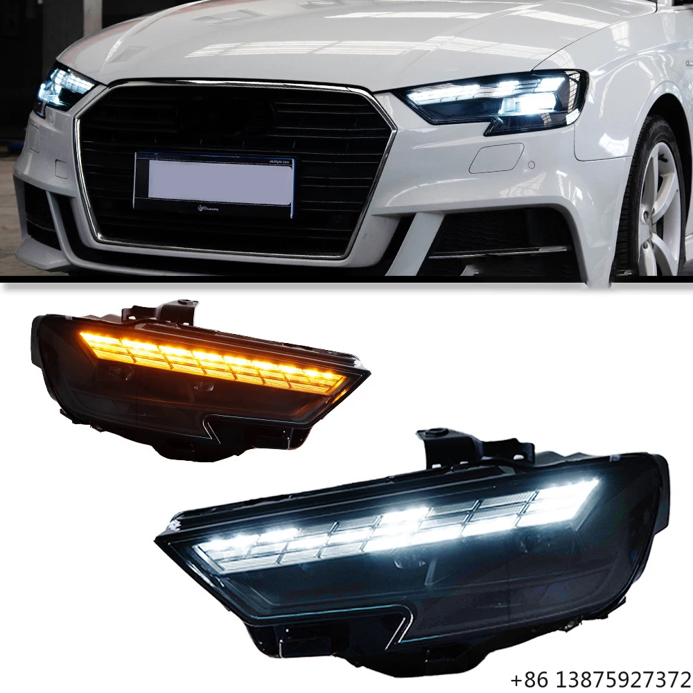 2017-2020  A3 Specific LED Headlight Assembly with Matrix Daytime Running Lights Turn Signal Flowing Modification 8Y