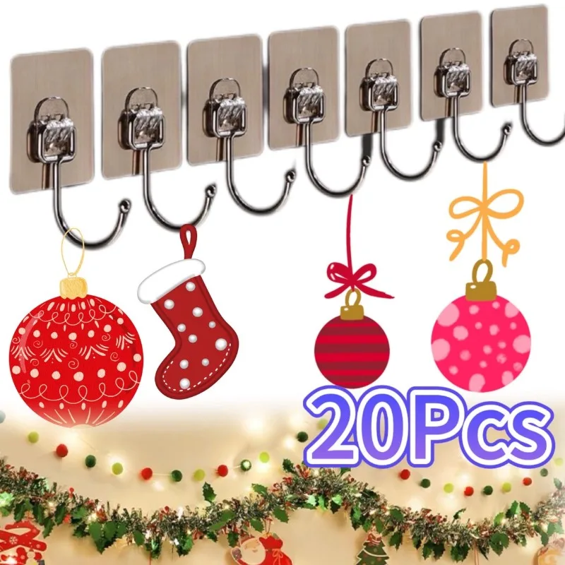 5/10/20 Stück große Haken, robust, wasserdicht, selbstklebend, Wandhaken, nagelfrei, transparent, wasserdicht, Haken, Weihnachtslichthaken