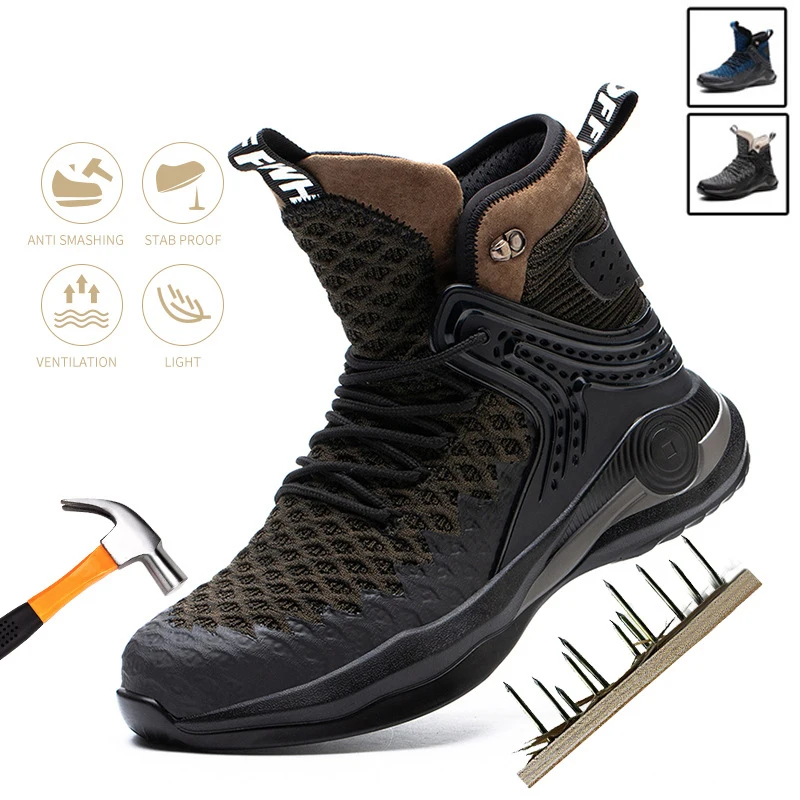 New Large Size Winter Boots Safety Shoes Light Comfortable Anti-smash Industrial Outdoor Work Shoes Steel Toe Men Hiking Boots