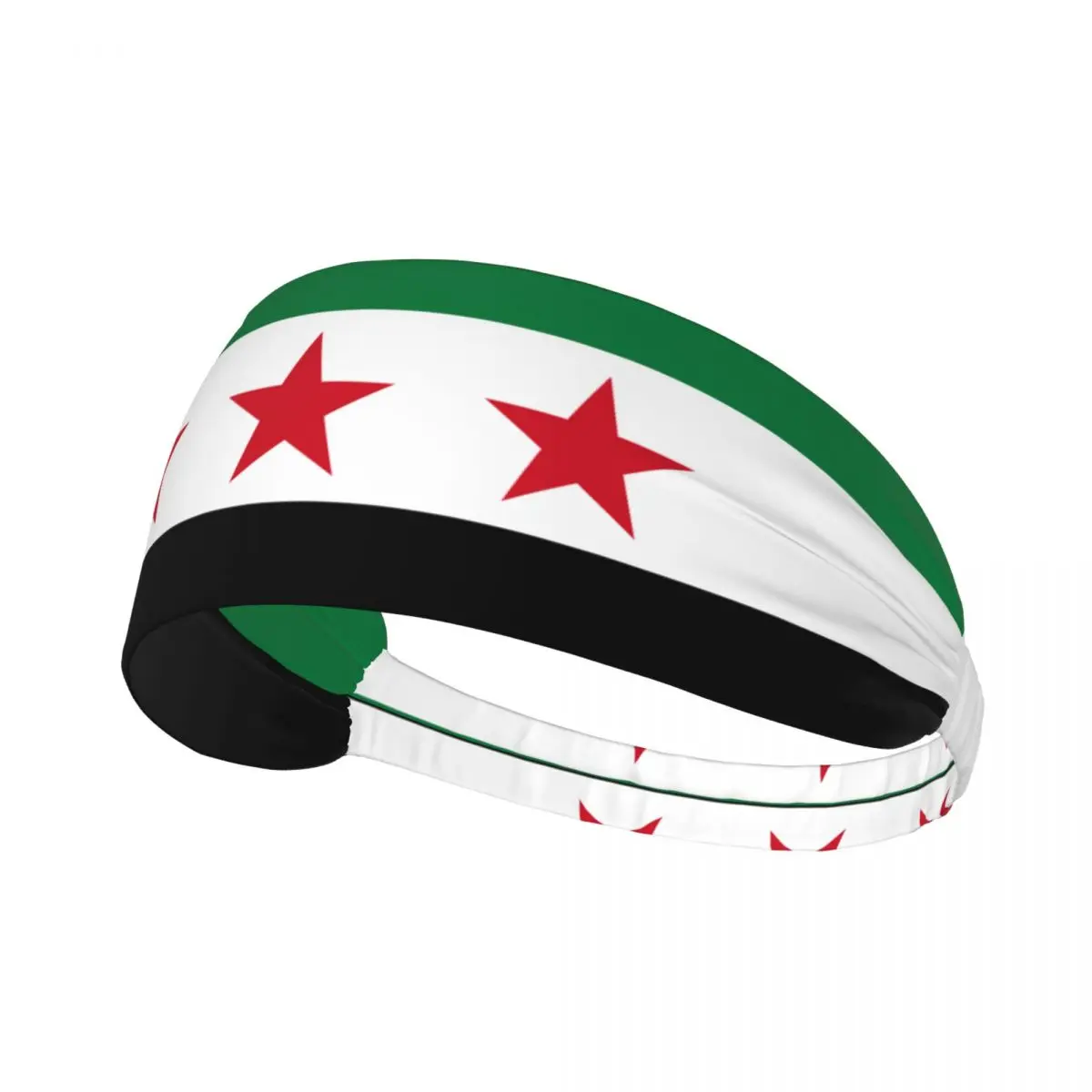 Custom Syrian Arab Republic Three Red Star Syria Flag Sport Headband for Tennis Non Slip Stretchy Moisture Wicking Sweatband Men