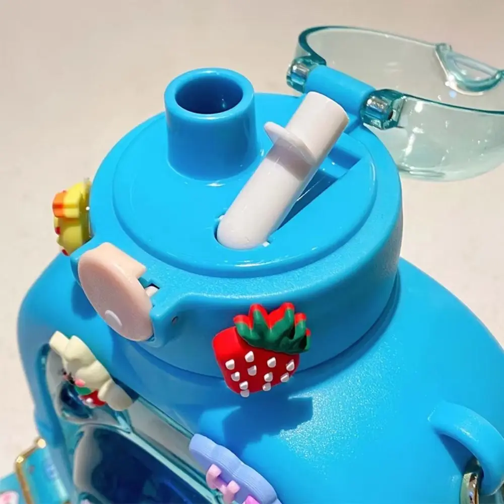 

Water Cup With Straw Water Sippy Cup Straps Plastic Portable Drink Bottle Cute Leakproof Bear Plastic Cup Bottle Home