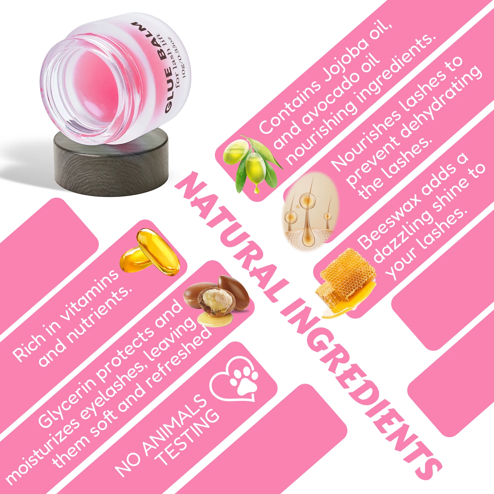Libeauty 10g Lash Lift Glue Balm Super Sticky For Brow Lamination and Eyelash Perm Gentle Fragrance Water Soluble Brush Included