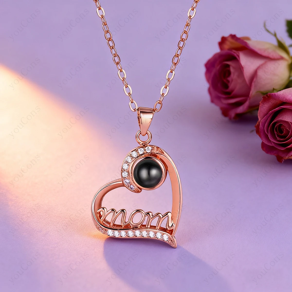 100 Languages Projection Pendant Necklace With Nine Rose 2025 New Jewelry For Woman Girlfriend Mother Valentine Birthday Gift