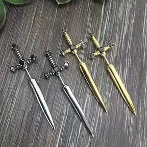 Gothic Kinitial Sword Ohrringe für Vintage, Cool, Punk, Kristall, Ohrmesser, Goth, Dolch, Geschenkschmuck, neue Jacke 6 Hauptverkäufe Earning Ohrjacke - №4
