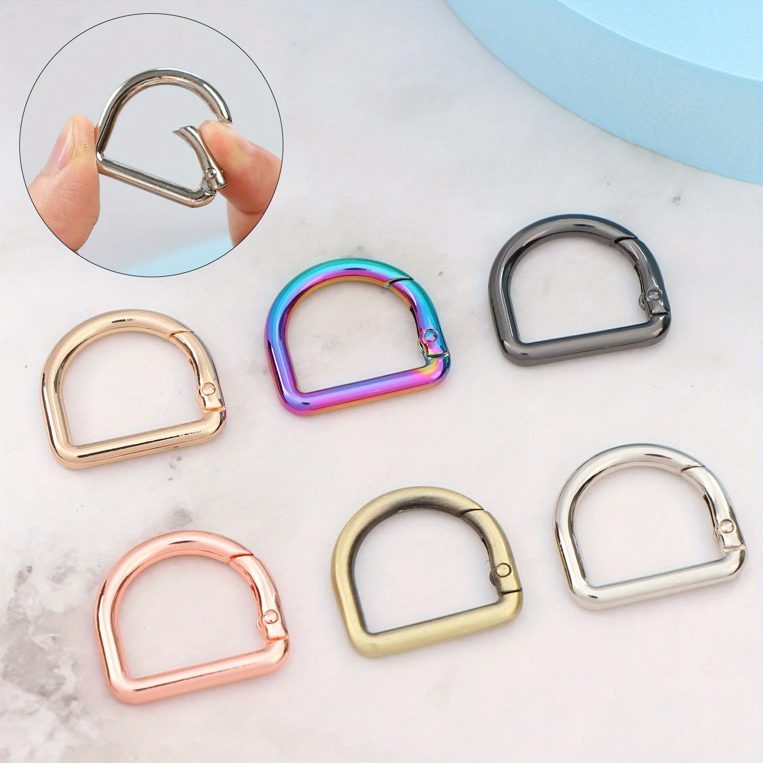 5szt D Ring Spring Key Hooks, Keychain Clip D Ring Carabiner Clip Snap Hook Keyring Buckle for Backpack Handbag Purse Strap