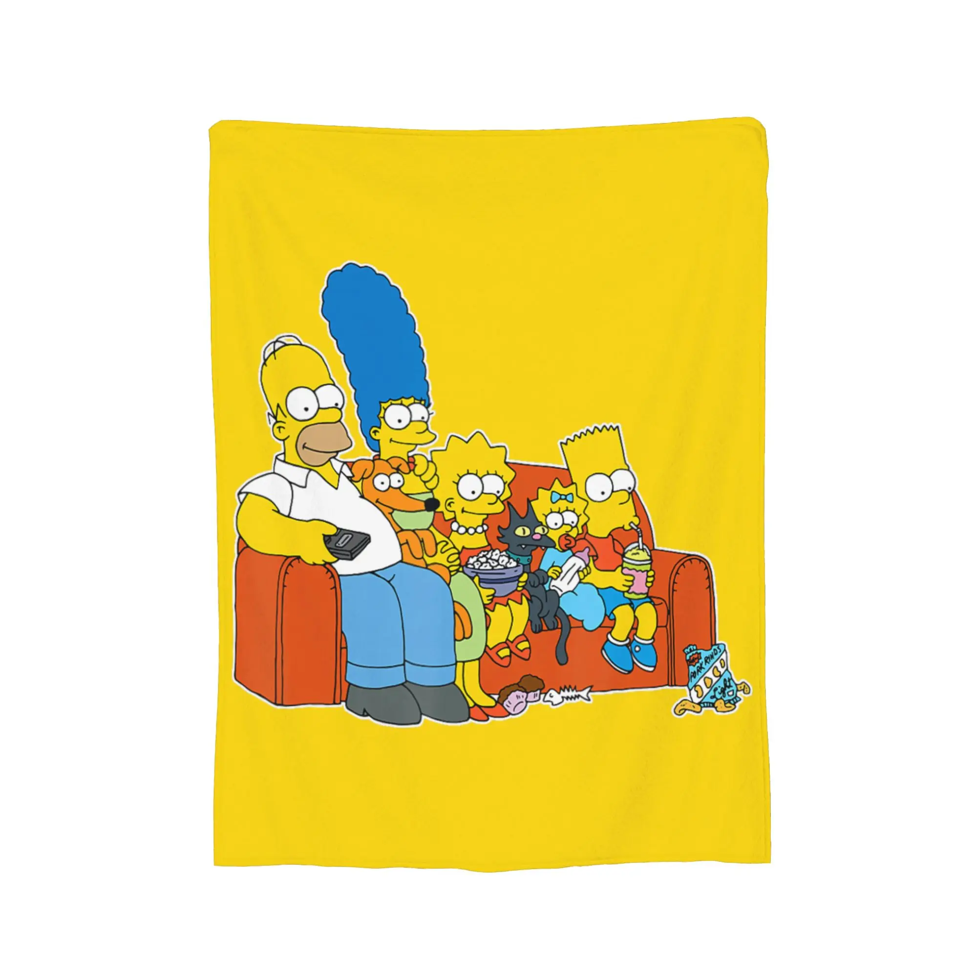 The Simpson Homer Marge Maggie Bart Lisa Couch Blankets Flannel Lightweight Thin Throw Blanket for Home Bedroom Rug Piece