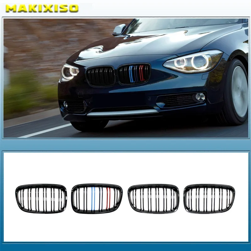 

Car Front Bumper Kidney Grille Racing Grills Replacement Double Slat Gloss Black Grilles For BMW 1 Series F20 F21 11-14