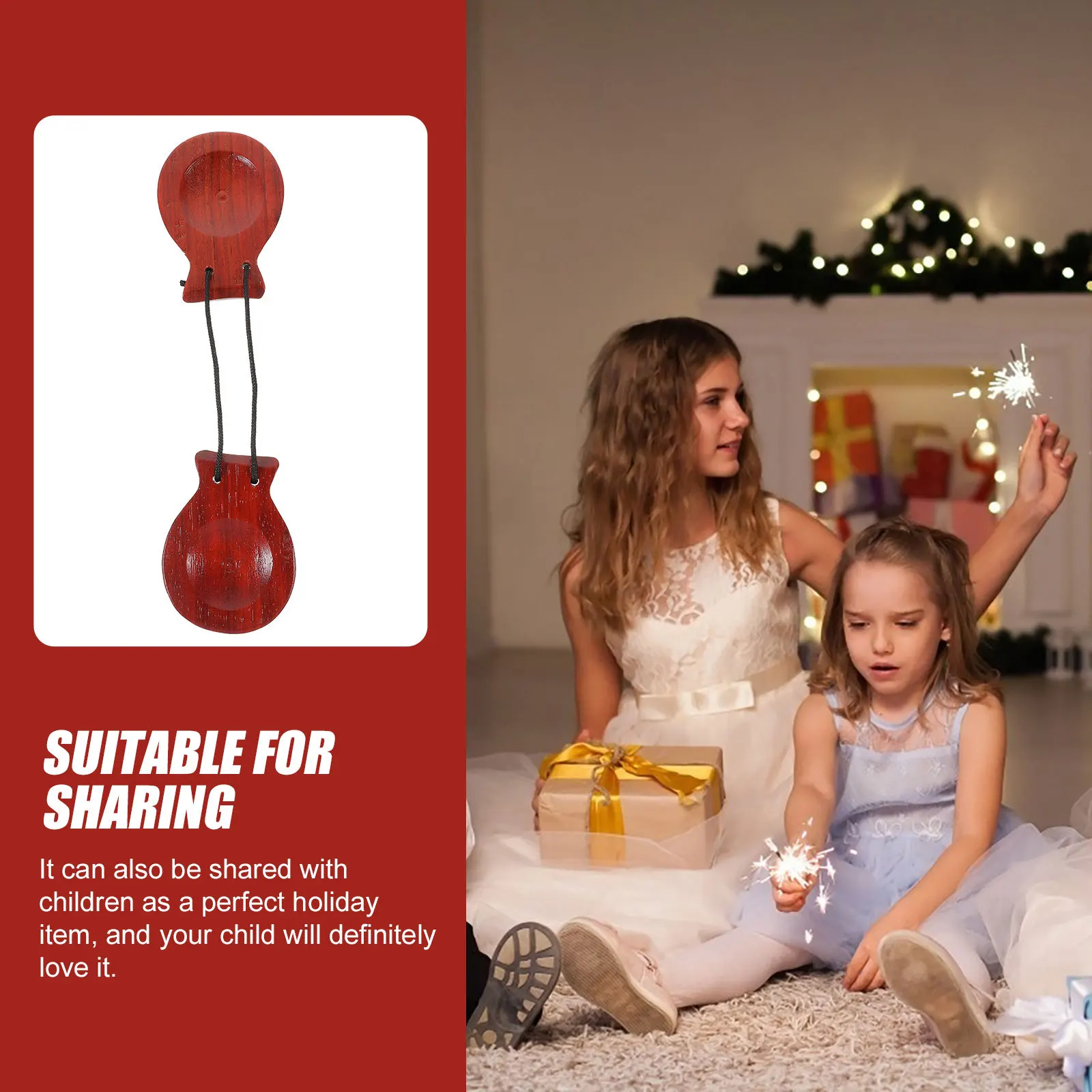 

1pcs Round Dance Castanet Small Wooden Percussion Instrument For Kids Children Finger Castanets Wood Musical Instrument Rhythm