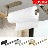 Stainless Steel Toilet Paper Towel Holder Adhesive Kitchen Paper Roll Rack Bathroom No Punch Wall Mount Tissue Dispenser Hanger