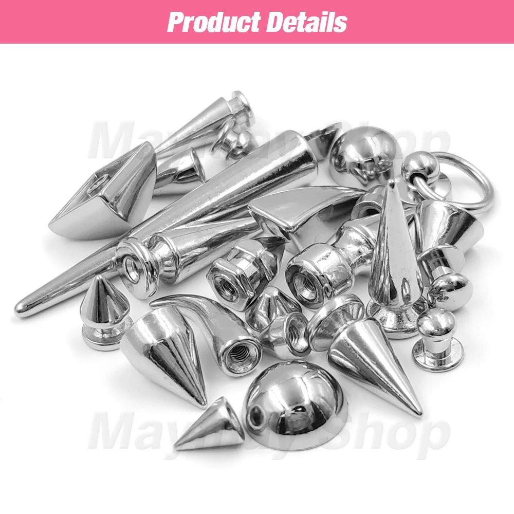 Metal Silver Bullet Spikes Rivets For Clothes Punk Rock Thorns Screw Spikes Leather Craft Jacket Accessary With Screws