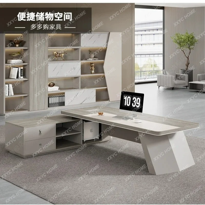 XX Modern Luxury Office Desk Asthetic Large Standing Computer Desks Manager Organizer L Shaped Scrivania