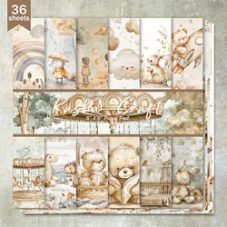36 Sheets 6inch (Cute Animal Dinosaur Doll Bear) Clipping Thin Paper for Bullet Diary, Junk Magazine, Greeting Card Background
