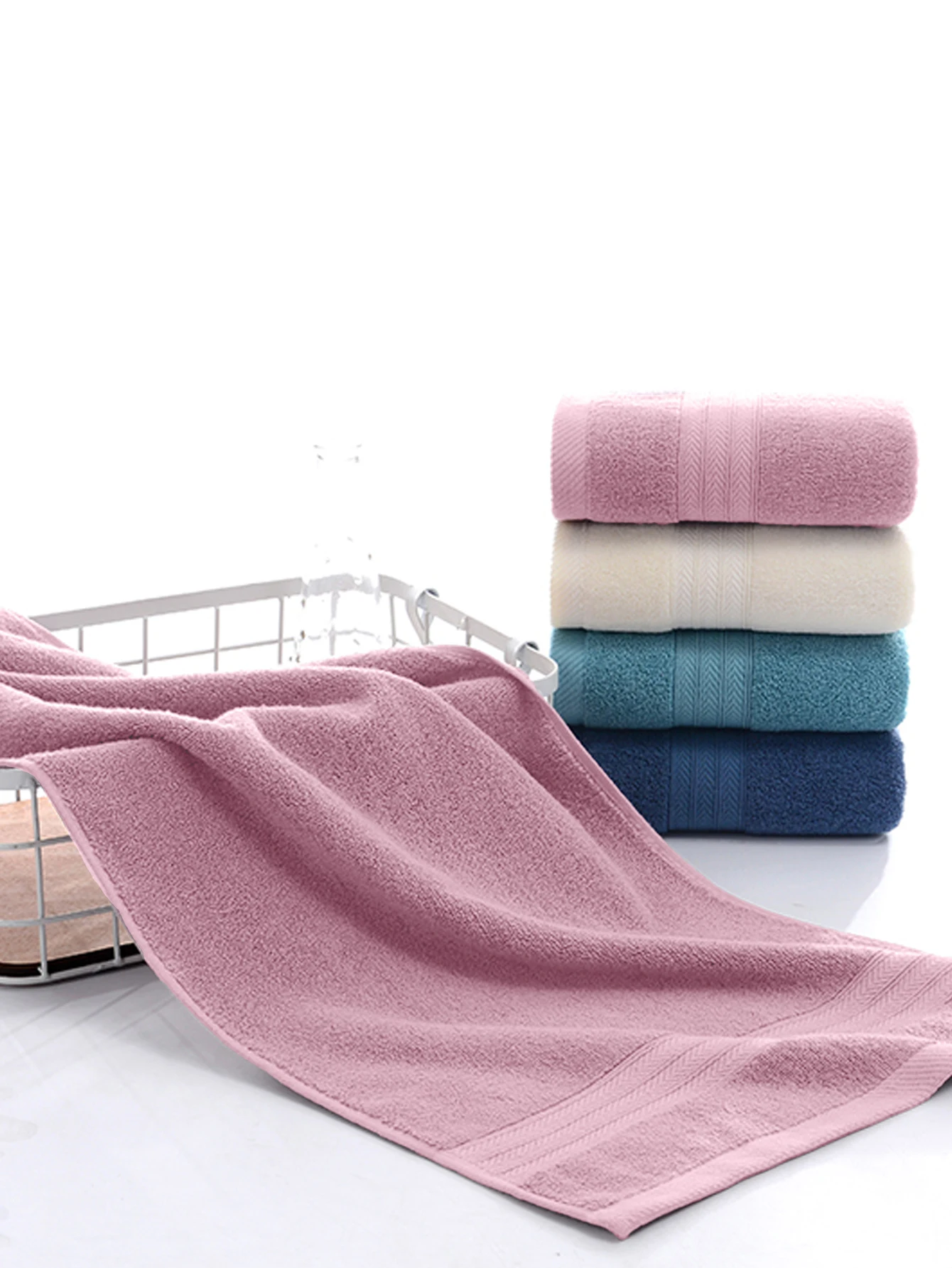 3 Pcs Solid Color Towel Set, Lightweight And Skin Friendly, Delicate Terry, Can Be Used For Face Washing, Bathing And Other Place