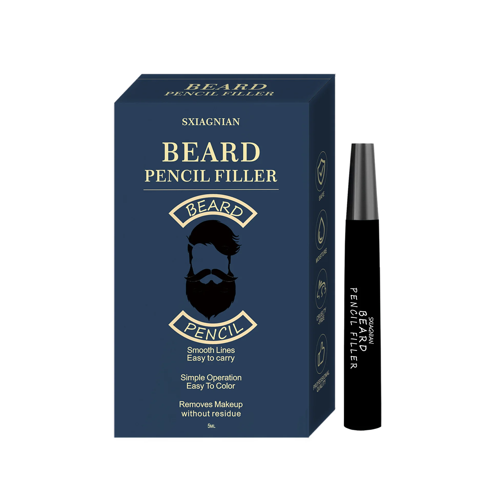 Beard Filler Pen Natural Sweat Resistant Quad Fork Beard Pen 5 Piece Set Beard care products