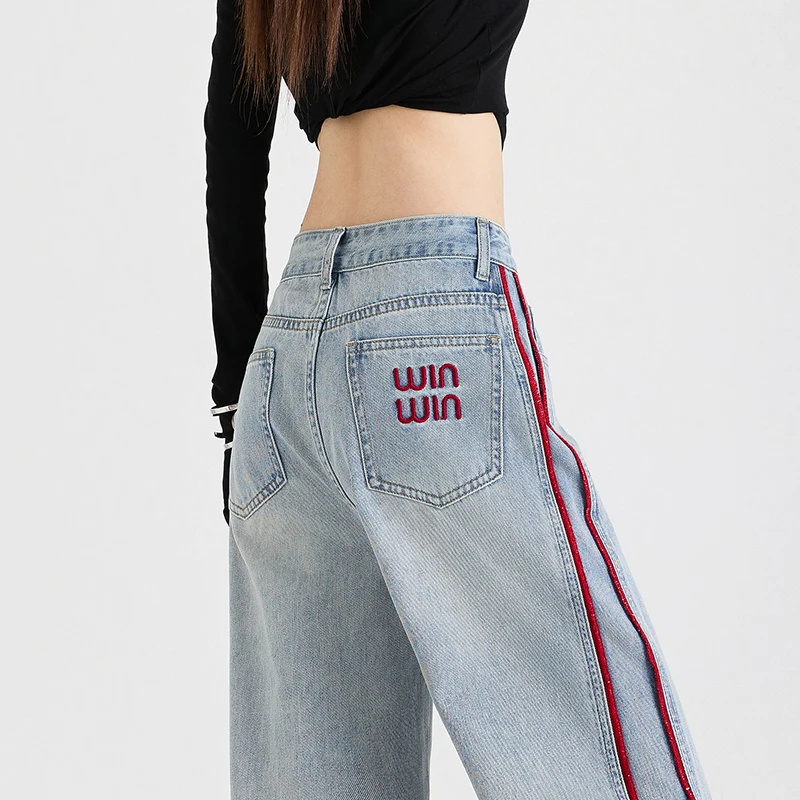 

Y2K Модные мешковатые брюки Джинсы с высокой посадкой Джинсовый удобный тонкий внешний вид Стайлинг